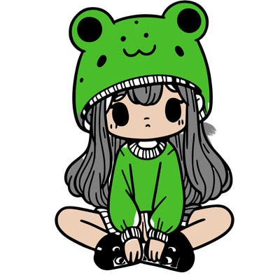 a girl wearing a frog hat and some frog socks