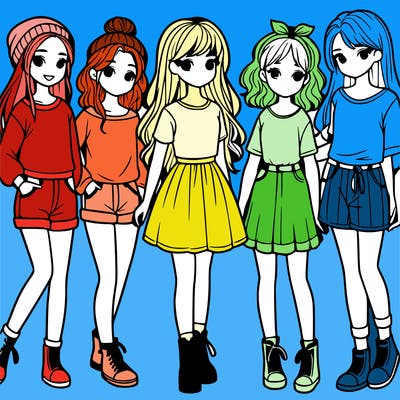 a group of five girls