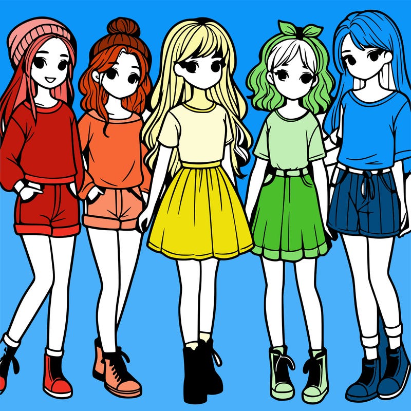 a group of five girls