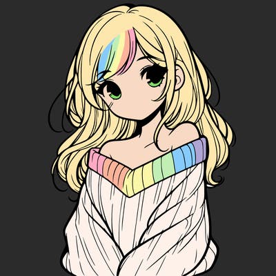 shy pretty girl wearing a sweater that is falling off one shoulder portrait