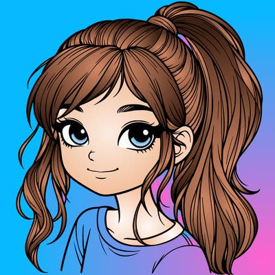 realistic girl with ponytail