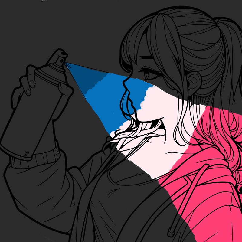 a realistic girl spray, painting