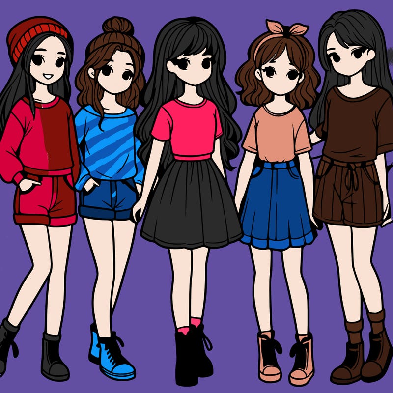 a group of five girls