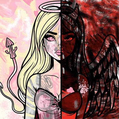 devil vs angel realistic girl