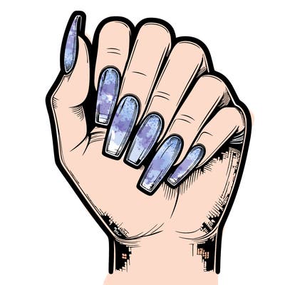 realistic hand with square nails