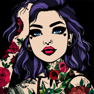 realistic girl with tattoos all over