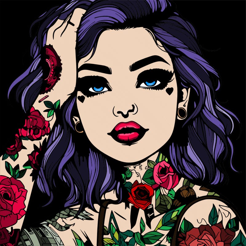 realistic girl with tattoos all over