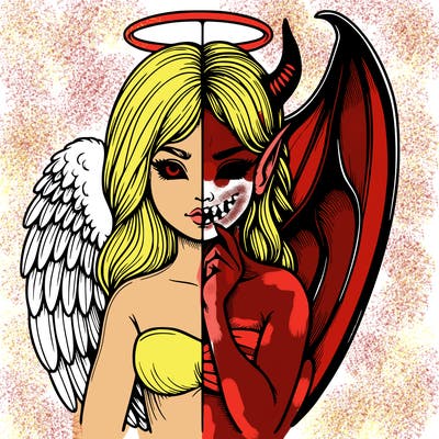 realistic angel half demon