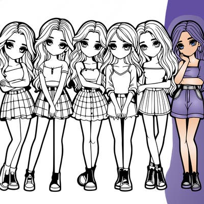 a group of girls realistic