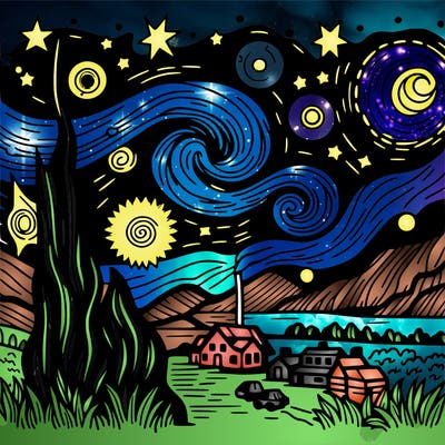 starry night van gogh realistic
