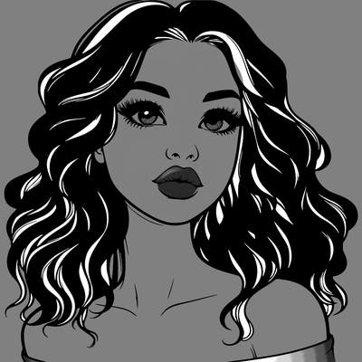 realistic girl with wavy hair and lips