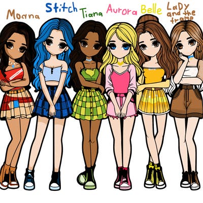 a group of girls realistic