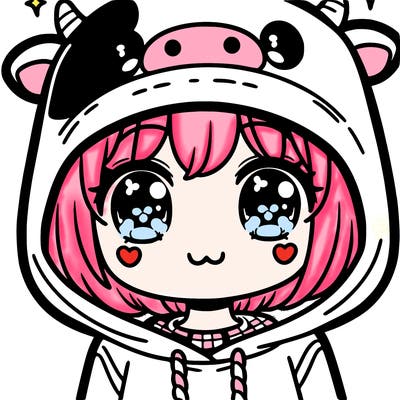 kawaii girl with cow hoodie