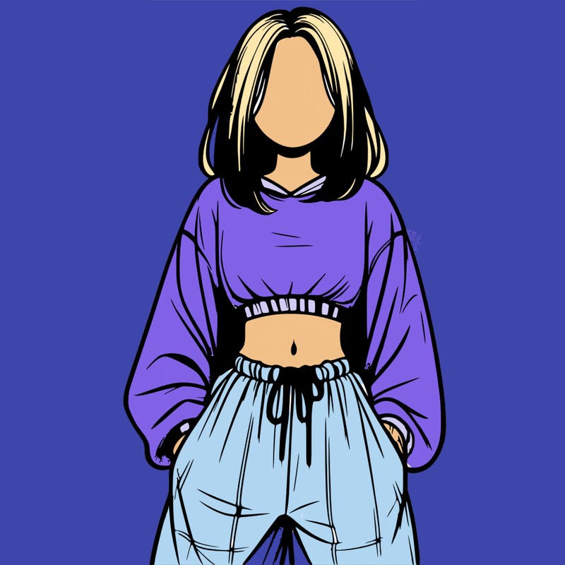 realistic girl faceless with baggy pants and a crop top