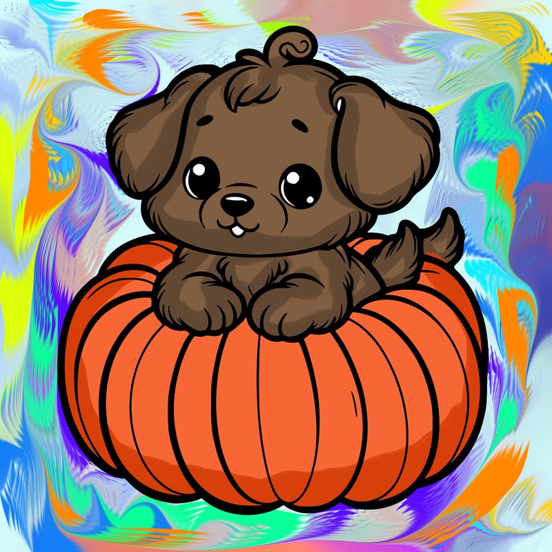 cute little puppy in a pumpkin