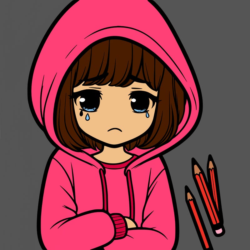 sad girl with a hoodie