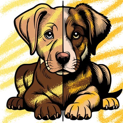 realistic dog split picture