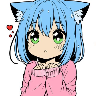 shy anime catgirl