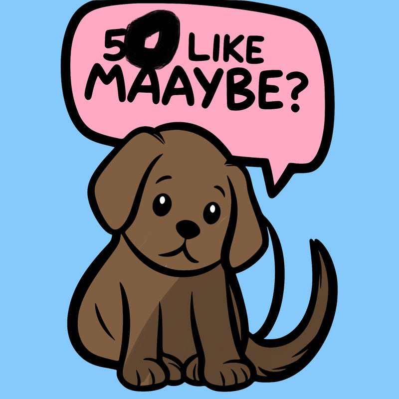 a puppy that says 5 like maybe