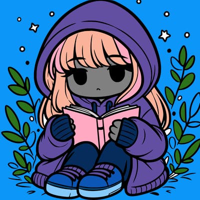 girl in oversized hoodie reading a book