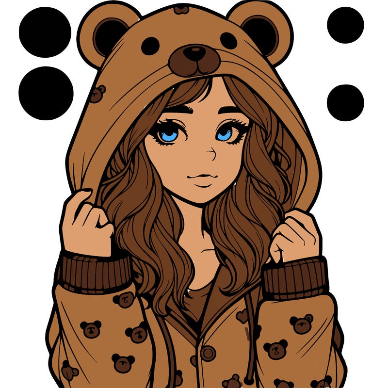 realistic girl in a animal pjs hoodie