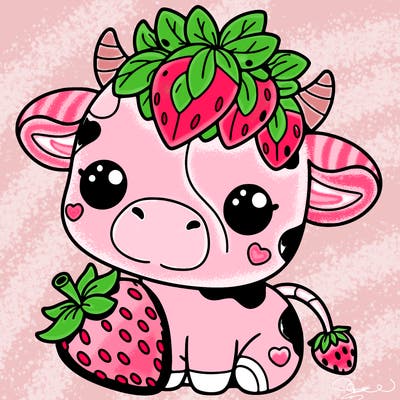 cute strawberry cow