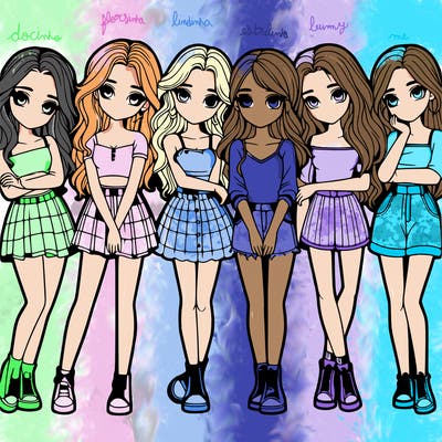 a group of girls realistic