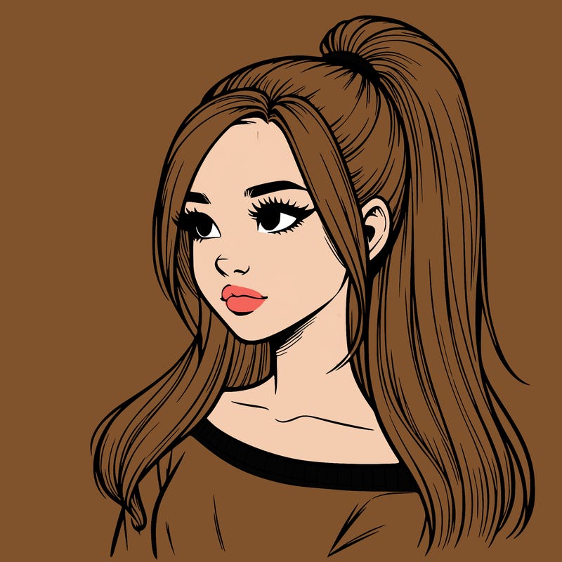 realistic girl with a high ponytail