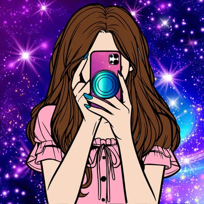 a realistic girl holding her phone taking pictures