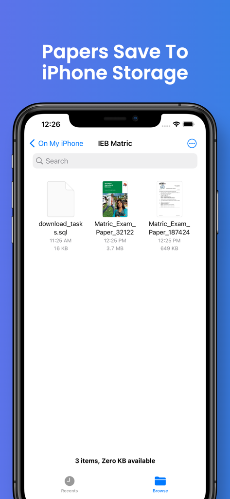 IEB Matric Exam Papers - IEB Matric exam papers saved to iPhone storage for offline access