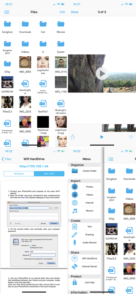 AirDrive - Wireless Hard Drive - AirDrive app interface showing wireless file management and transfer features