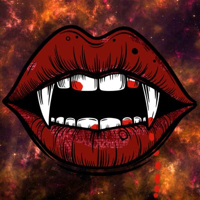 lips with vampire teeth