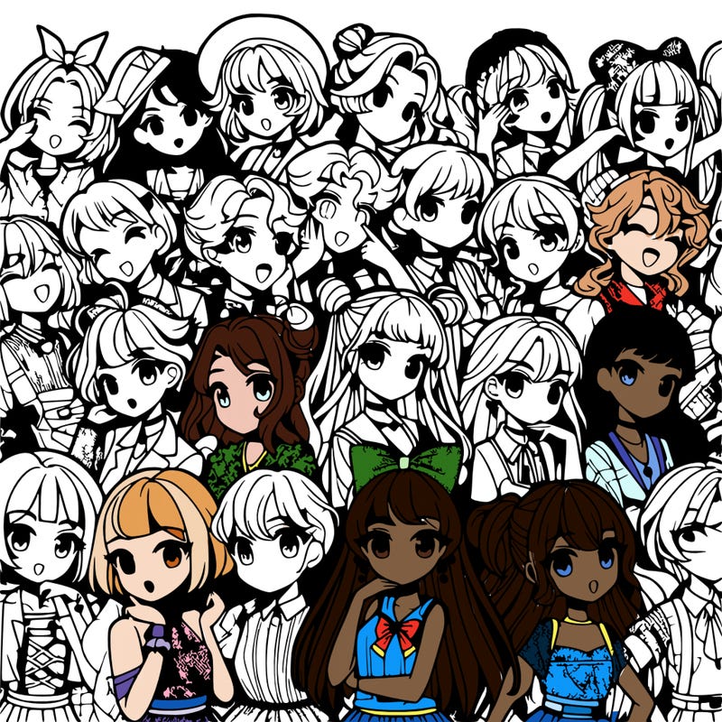 a lot of anime girls deferent
