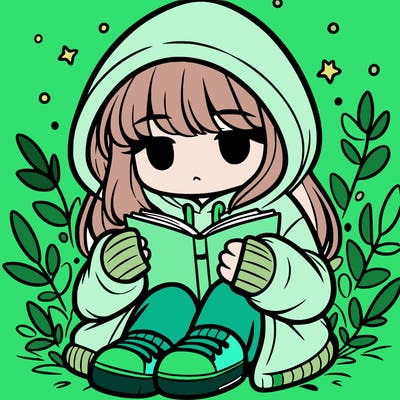girl in oversized hoodie reading a book