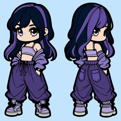 girl in crop top and baggy pants