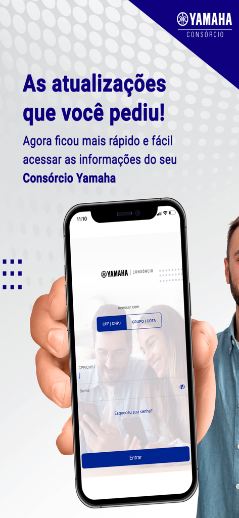 Login screen of the Yamaha Consorcio Online mobile app