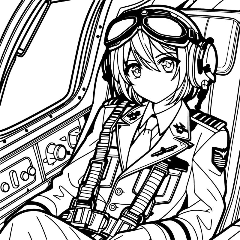 a pilot in plane in an anime design