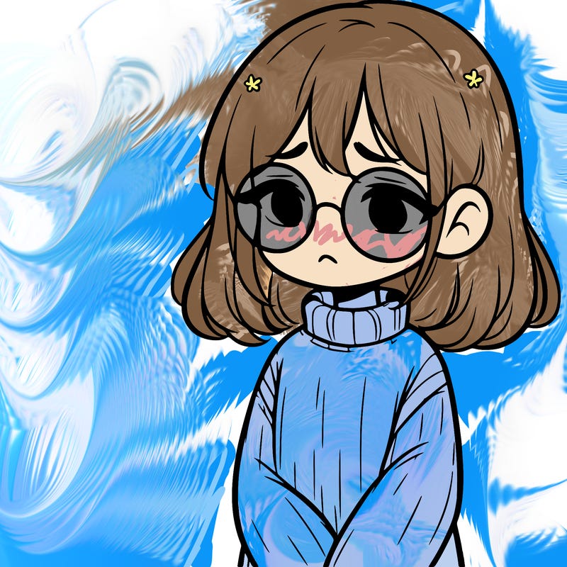 sad girl with glasses in a sweater