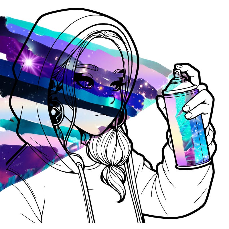 a realistic girl, spray painting