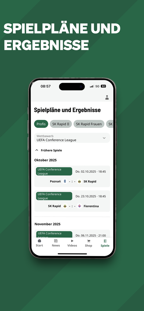 SK Rapid 1899 - Calendrier des matchs et résultats de l'application officielle SK Rapid 1899 pour l'UEFA Conference League