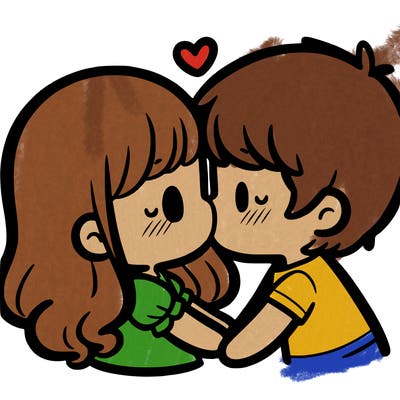 a girl and a boy kissing