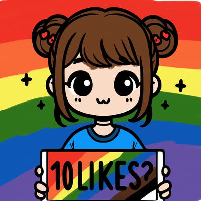 cute girl that is holding a sign that says 10 likes?