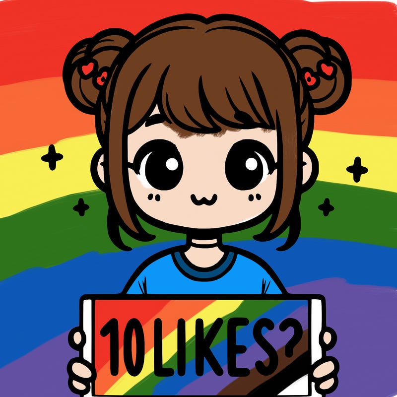 cute girl that is holding a sign that says 10 likes?