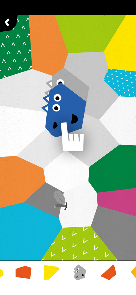 KAKU² - Funny Shape Play - Colorful geometric shapes and a blue character being moved in a puzzle game