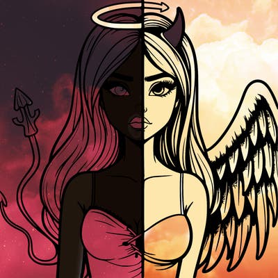 devil vs angel realistic girl