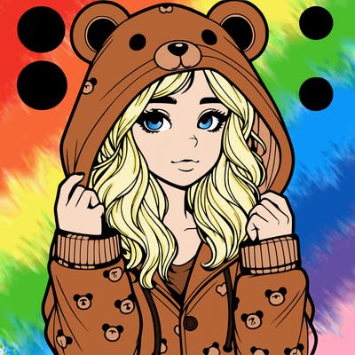 realistic girl in a animal pjs hoodie