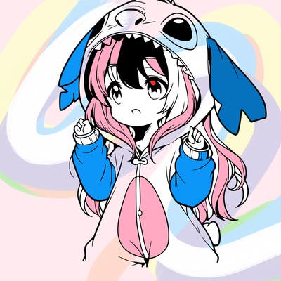 anime girl in a stitch onsie