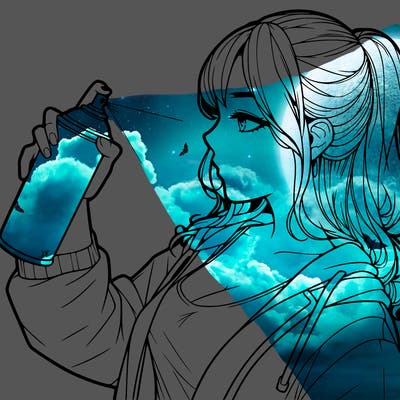 a realistic girl spray, painting