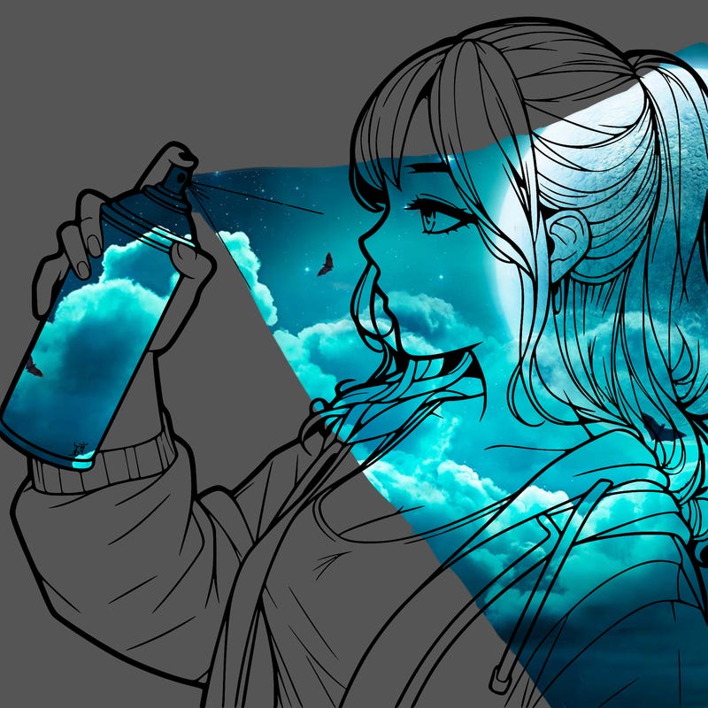 a realistic girl spray, painting