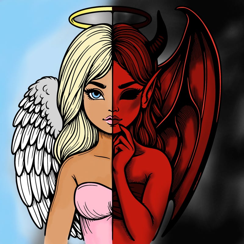 realistic angel half demon